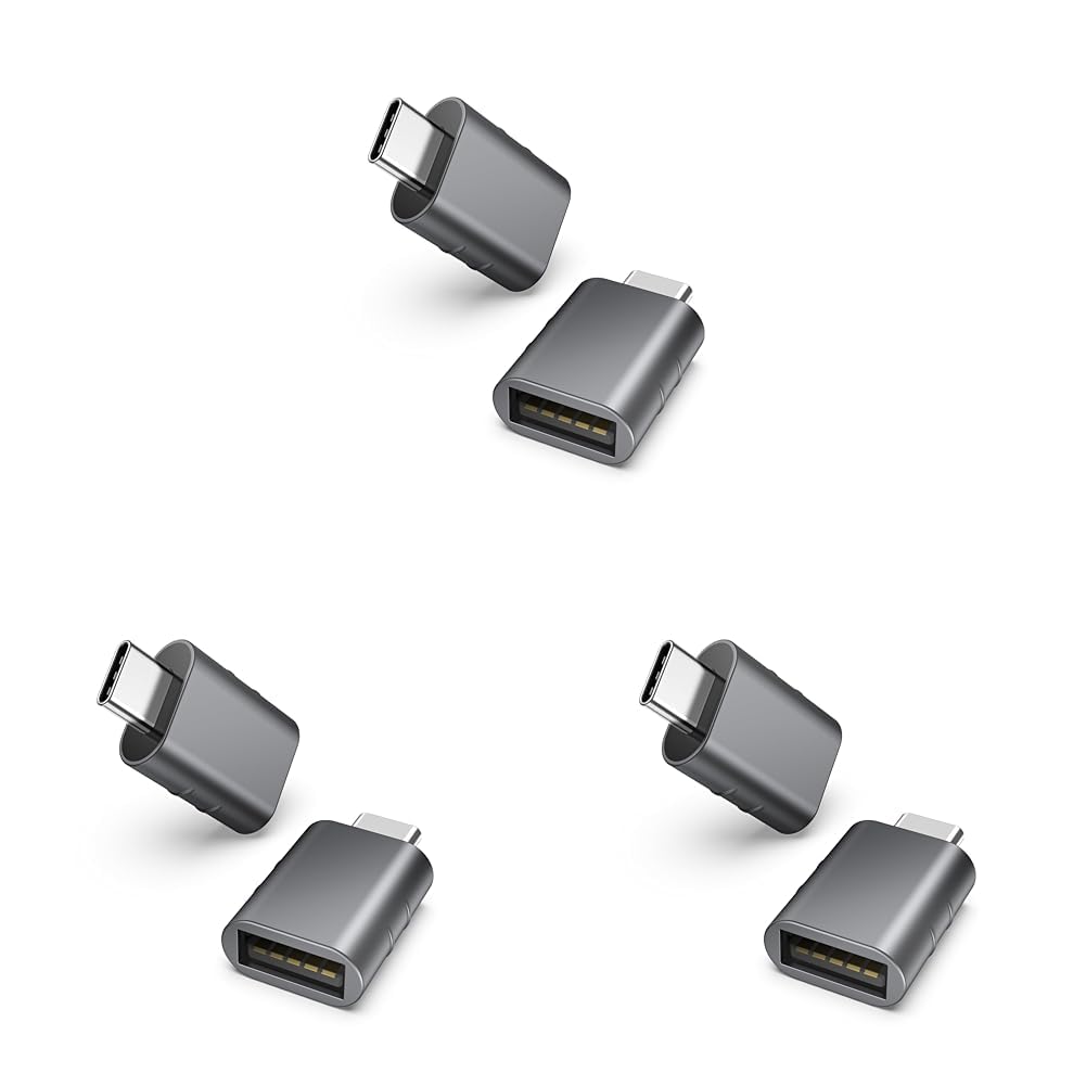 Syntech USB C to USB Adapter Pack of 2 USB C Male to USB3 Female Adapter Compatible with iPhone 17 Pro Max MacBook Pro Air 2024 iMac iPad mini Pro, Other Type C or Thunderbolt 5/4 Devices, Gold