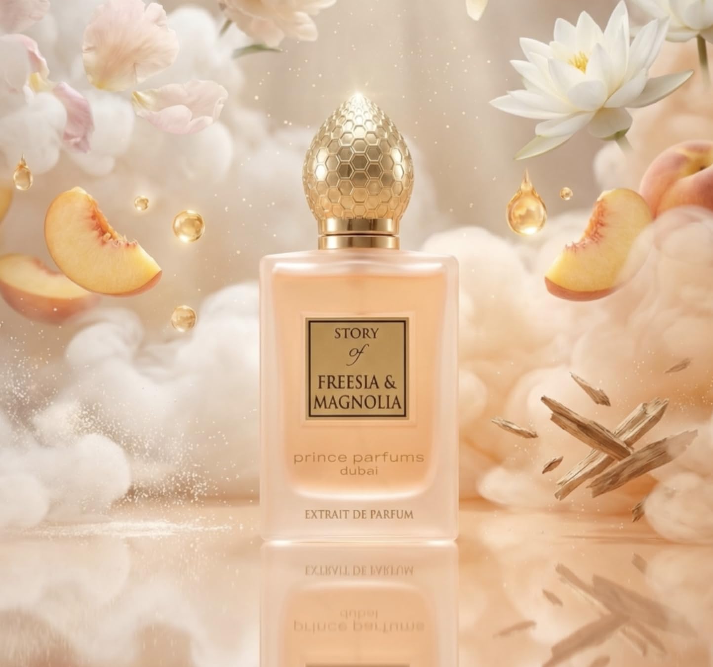 Prince Parfums Dubai - Story of Freesia Magnolia For Women - 3.4 Ounces - Extrait de Parfum - Delicate Bouquet of Freesia, Magnolia - Essence of Femininity & Beauty