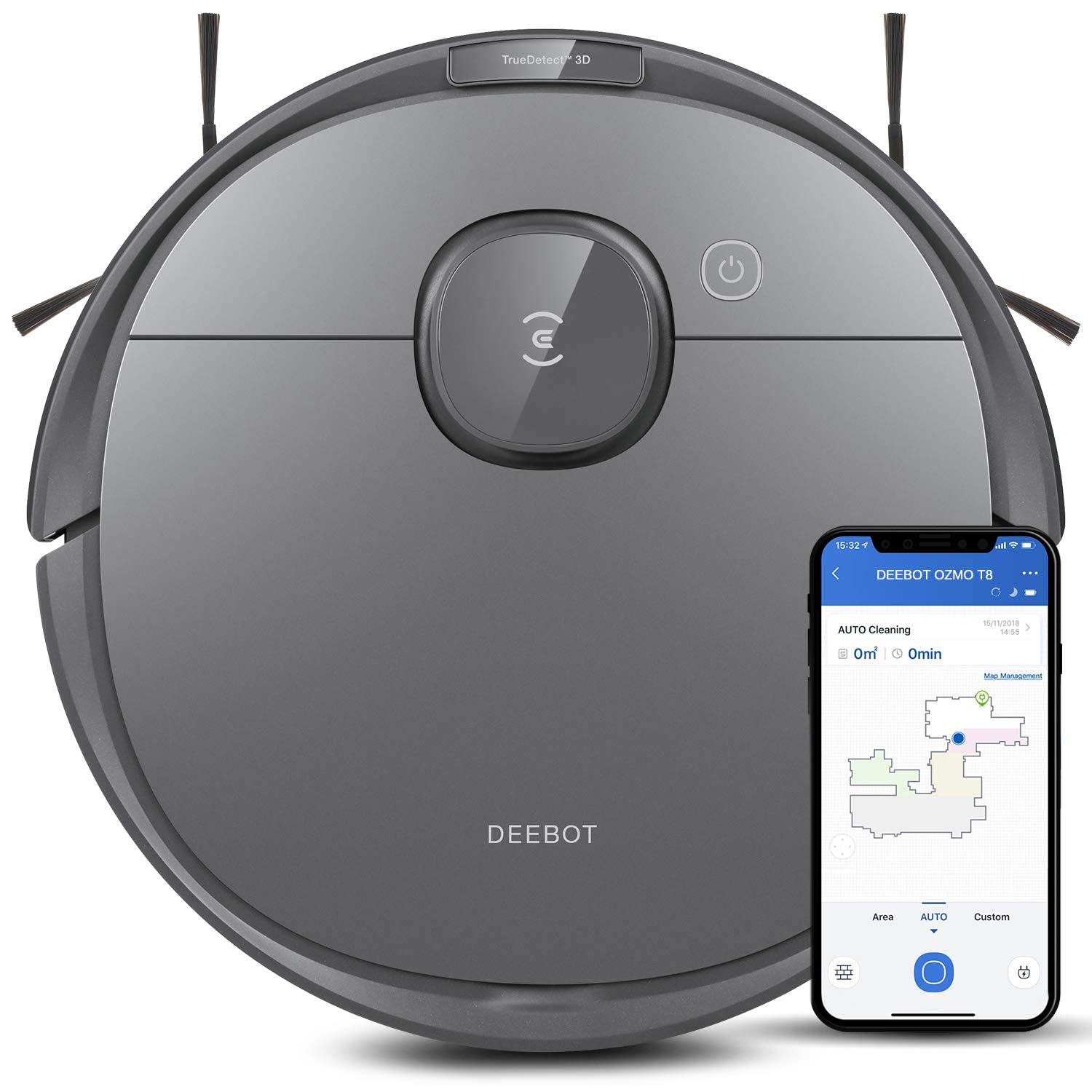 ECOVACS DEEBOT X11 OmniCyclone Robot Vacuum and Mop, Bagless 60-Day Station, 19,500Pa Suction, GaN Fast Charging for Large Homes, Self-Washing Roller Mop, Zero-Tangle for Pet Hair, Smart Navigation