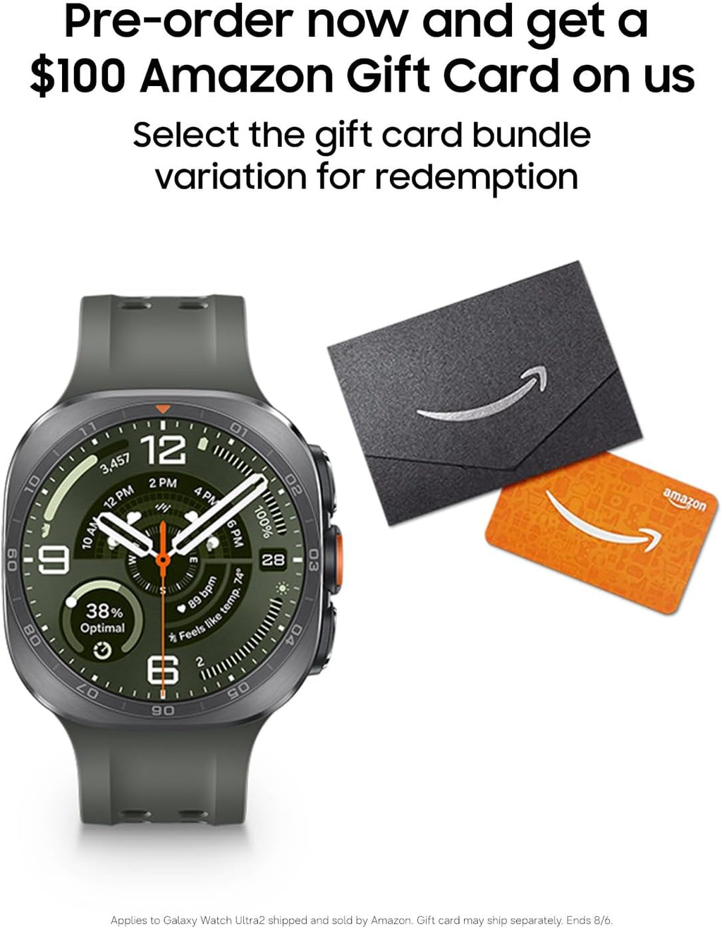 Samsung Galaxy Watch Ultra2 + $100 GC, Titanium Silver, 47mm LTE Smartwatch | Rugged Design, AI Assistant, Advanced Sleep and Running Coach, Dive-Rated, Heart Rate Tracking [US Version, 2 Yr Warranty]