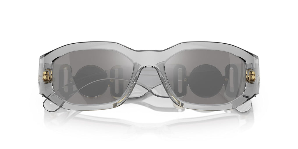 Versace VE 4361 311/6G Transparent Grey Plastic Square Sunglasses Grey Mirror Lens