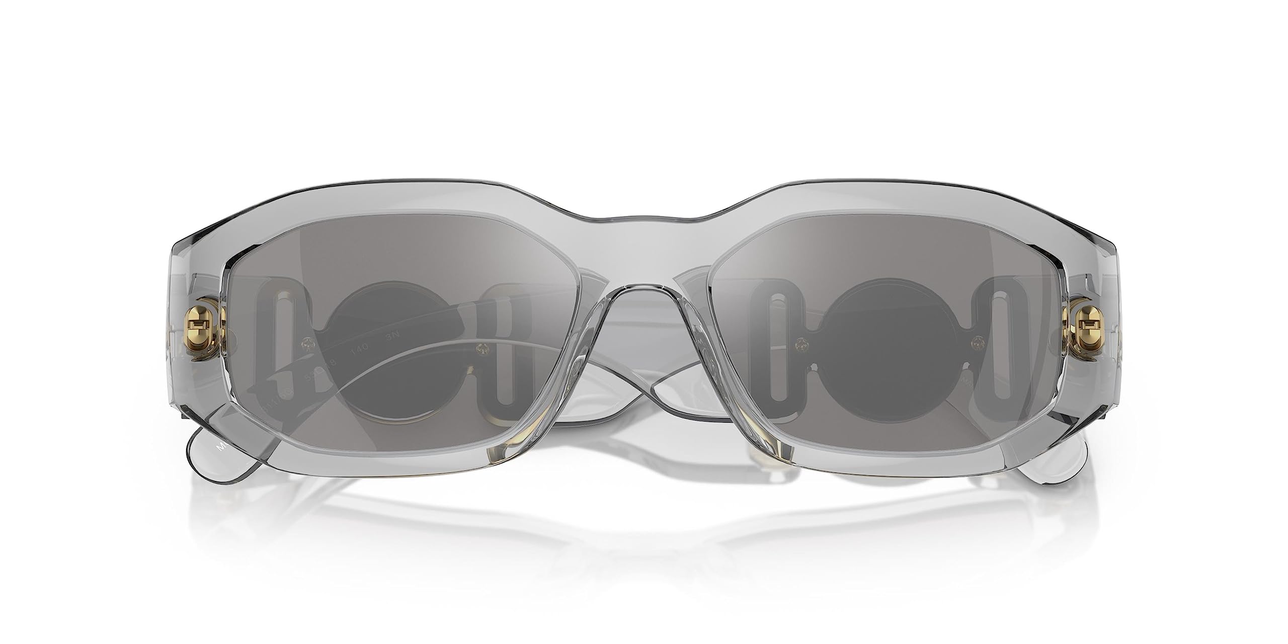 Versace VE 4361 311/6G Transparent Grey Plastic Square Sunglasses Grey Mirror Lens