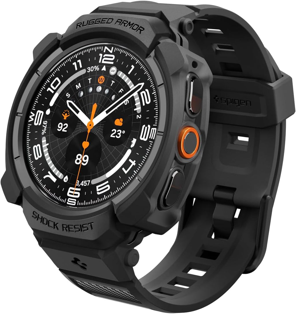 Spigen for Samsung Galaxy Watch Ultra 2 Band with Case (2026) | Rugged Armor Pro Durable Protective Flexible Scratch Resistant Shock Proof TPU Cover Strap - Matte Black