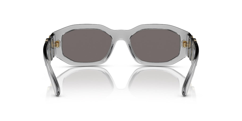 Versace VE 4361 311/6G Transparent Grey Plastic Square Sunglasses Grey Mirror Lens