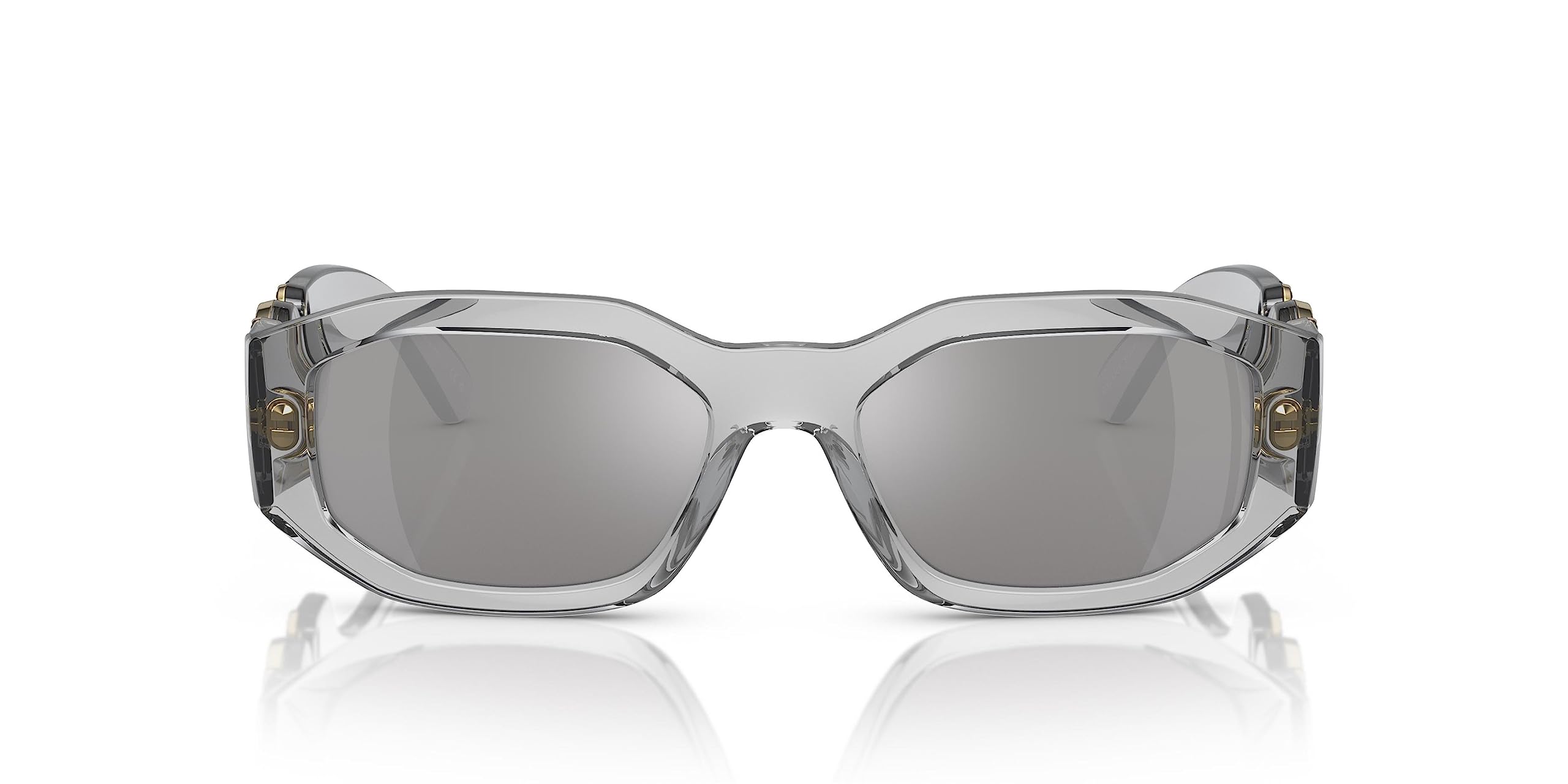 Versace VE 4361 311/6G Transparent Grey Plastic Square Sunglasses Grey Mirror Lens