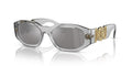 Versace VE 4361 311/6G Transparent Grey Plastic Square Sunglasses Grey Mirror Lens