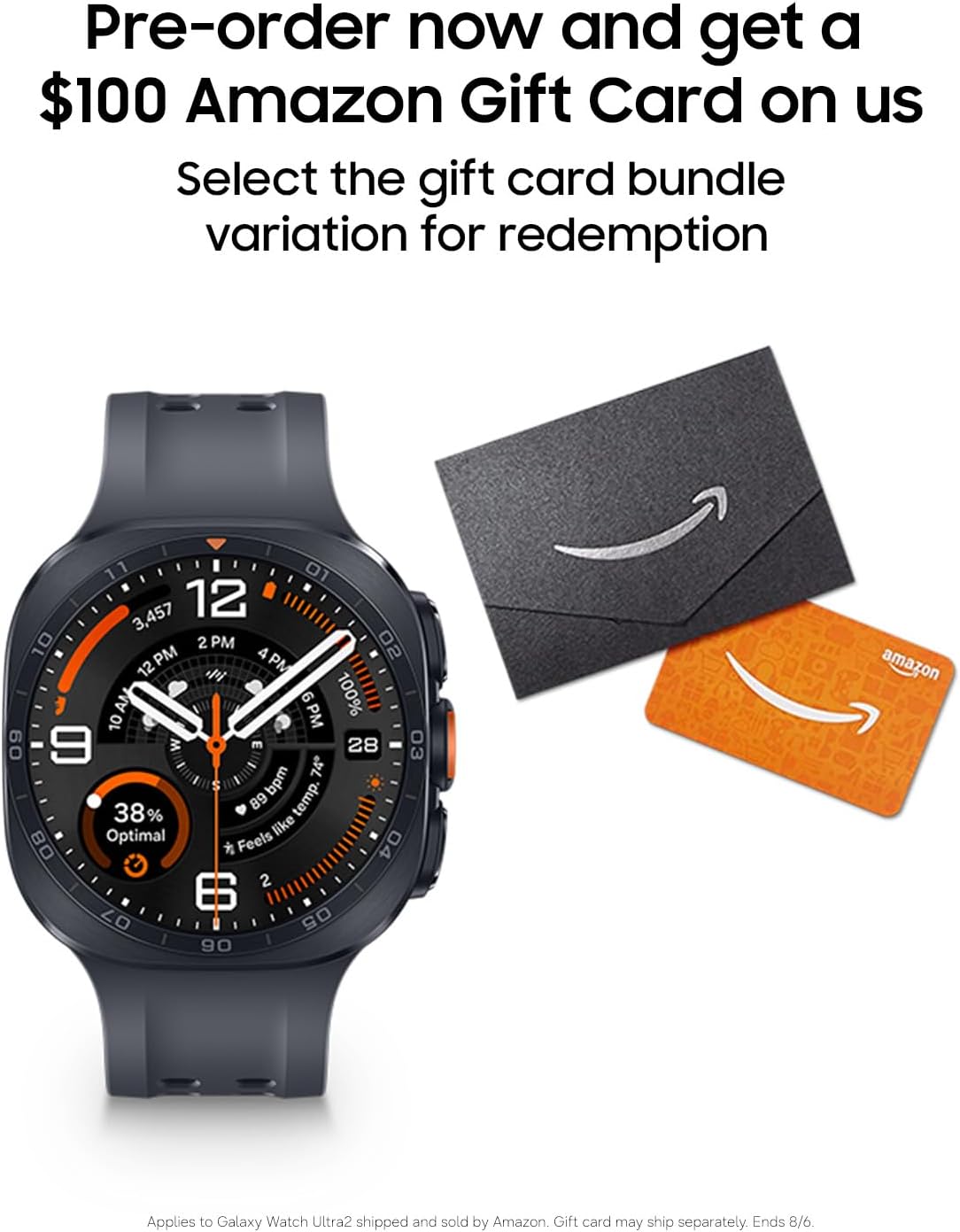 Samsung Galaxy Watch Ultra2 + $100 GC, Titanium Silver, 47mm LTE Smartwatch | Rugged Design, AI Assistant, Advanced Sleep and Running Coach, Dive-Rated, Heart Rate Tracking [US Version, 2 Yr Warranty]