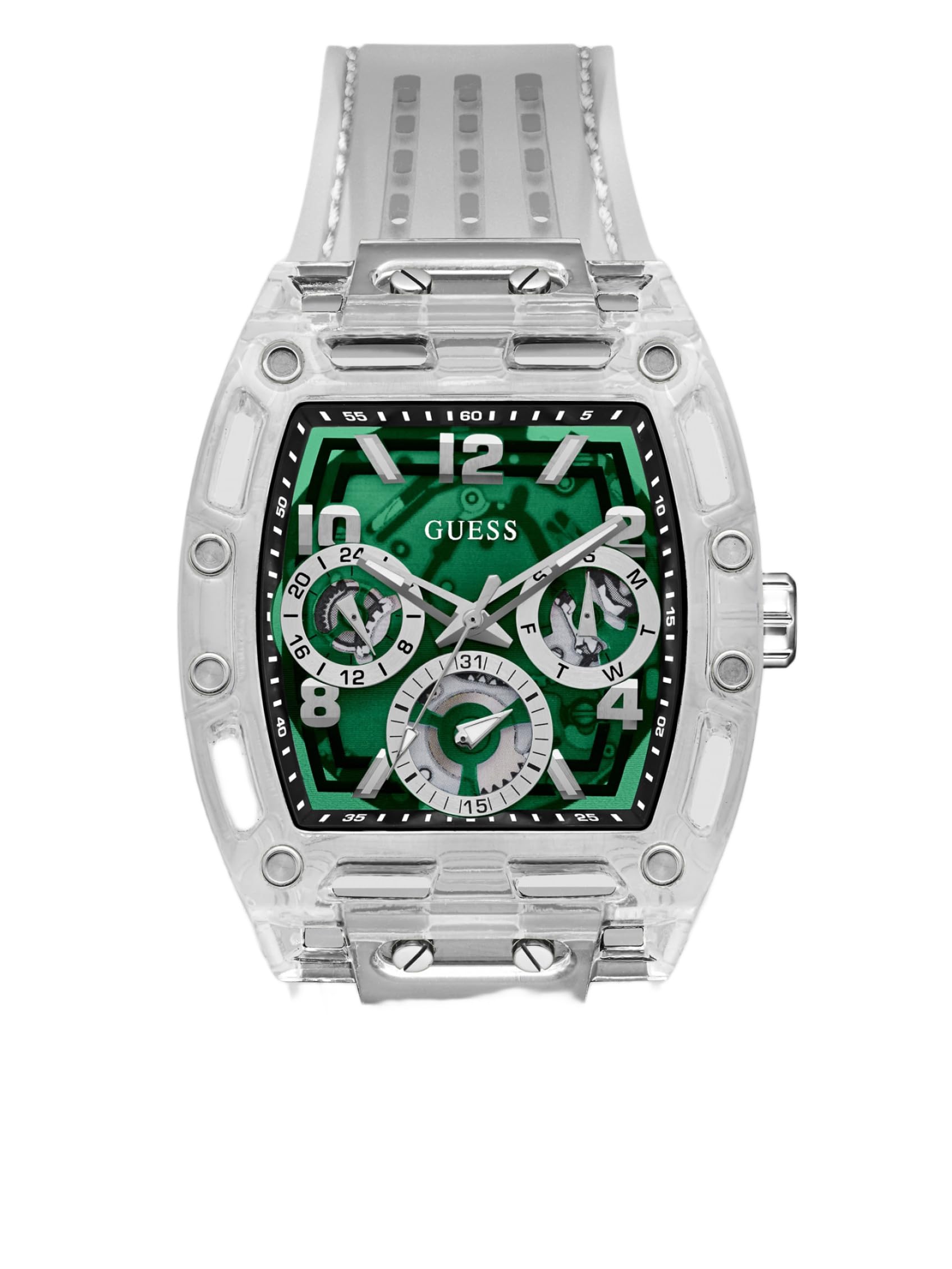 Guess Men's GW0G Series| Analog Trend Watch| Polycarbonate Case| Silicone Bracelet | 50M Water Resistance