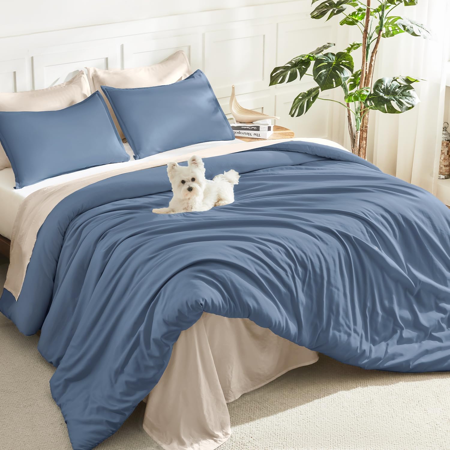 Litanika Queen Comforter Set Sage Green, 3 Pieces Lightweight Solid Bed Set | Soft Fluffy Down Alternative All Season Quilt Blanket