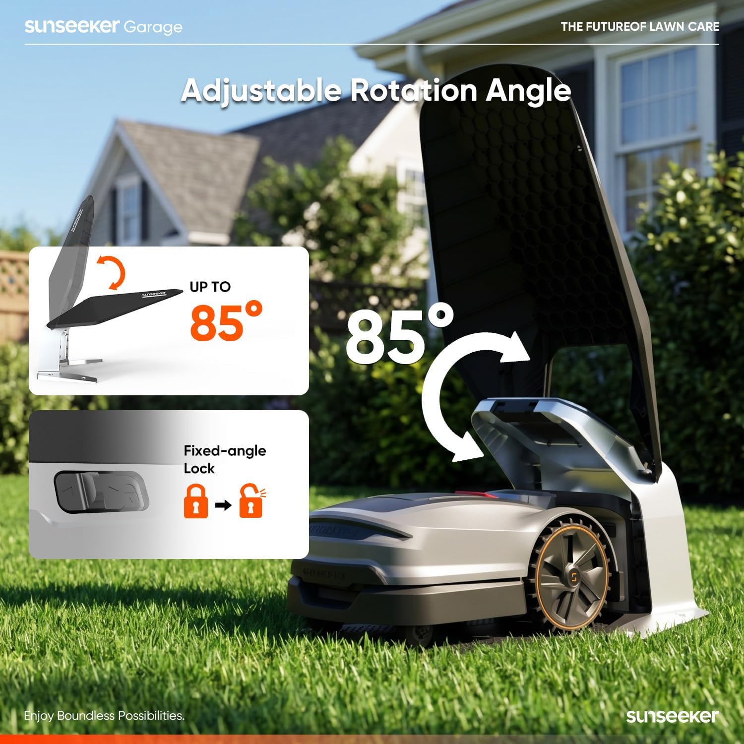 Sunseeker X7 AWD Robot Lawn Mower, RTK, Vision AI, 0.75 Acre, Wire-Free | Flagship AWD mowing for homeowners with large, challenging yards, steep slopes and uneven terrain.