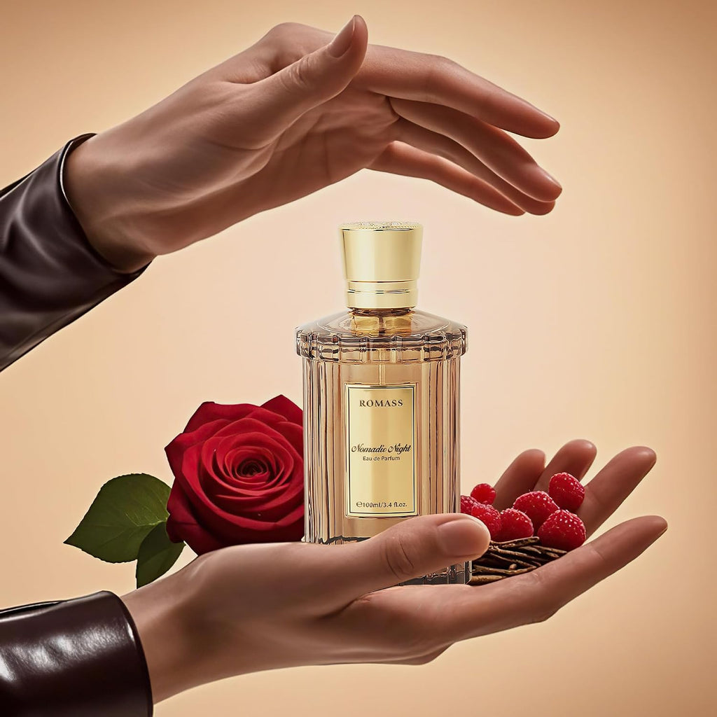 ROMASS Nomadic Night Long Lasting Unisex Oud Perfume - 3.4oz/100ml Eau de Parfum, Warm Woody Scent with Smoked Oud, Desert Sage, Rose & Raspberry, Gift for Men Women