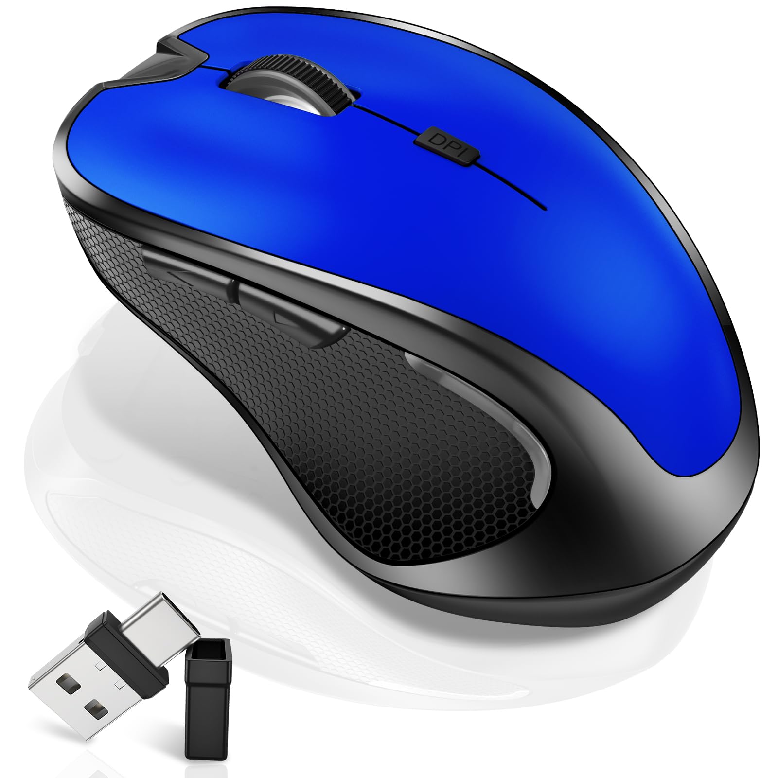 Mouse for MacBook Bluetooth Wireless Mice Laptop Mac Pro iPad with Jiggler | Wireless Bluetooth Rechargeable Silent Optical Mouse Dual Mode Switch Bluetooth 5.2/3.0 and 2.4GHz USB Type-C Receiver Black