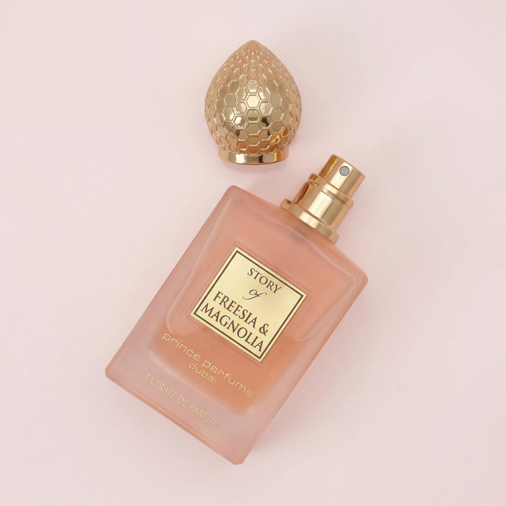 Prince Parfums Dubai - Story of Freesia Magnolia For Women - 3.4 Ounces - Extrait de Parfum - Delicate Bouquet of Freesia, Magnolia - Essence of Femininity & Beauty