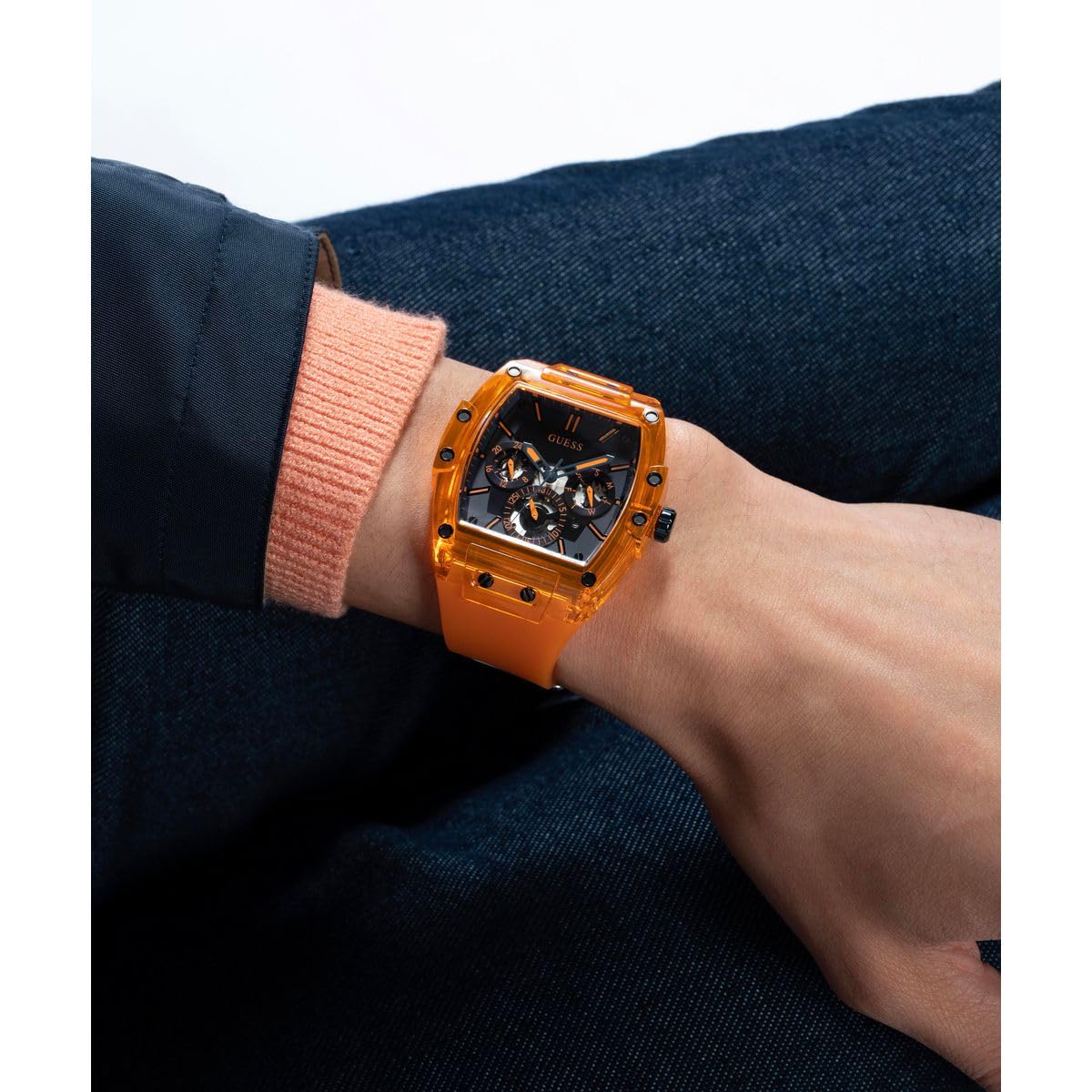 Guess Men's GW0G Series| Analog Trend Watch| Polycarbonate Case| Silicone Bracelet | 50M Water Resistance