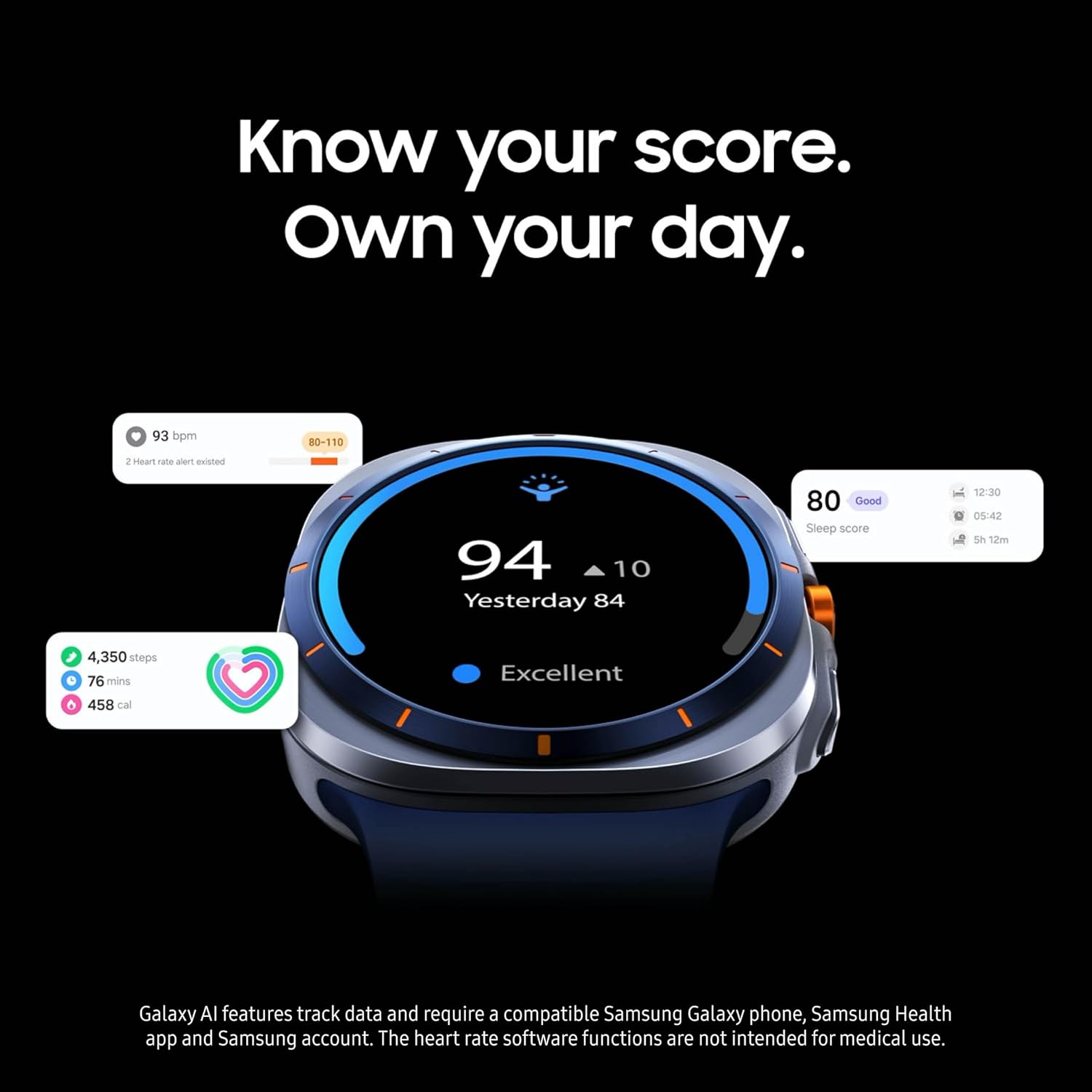 Samsung Galaxy Watch Ultra (2025), Titanium Silver, 47mm LTE Smartwatch | Titanium Casing, Advanced Sleep Coaching, Running Coach, Energy Score, Heart Rate Tracking, GPS [US Version, 2 Yr Warranty]
