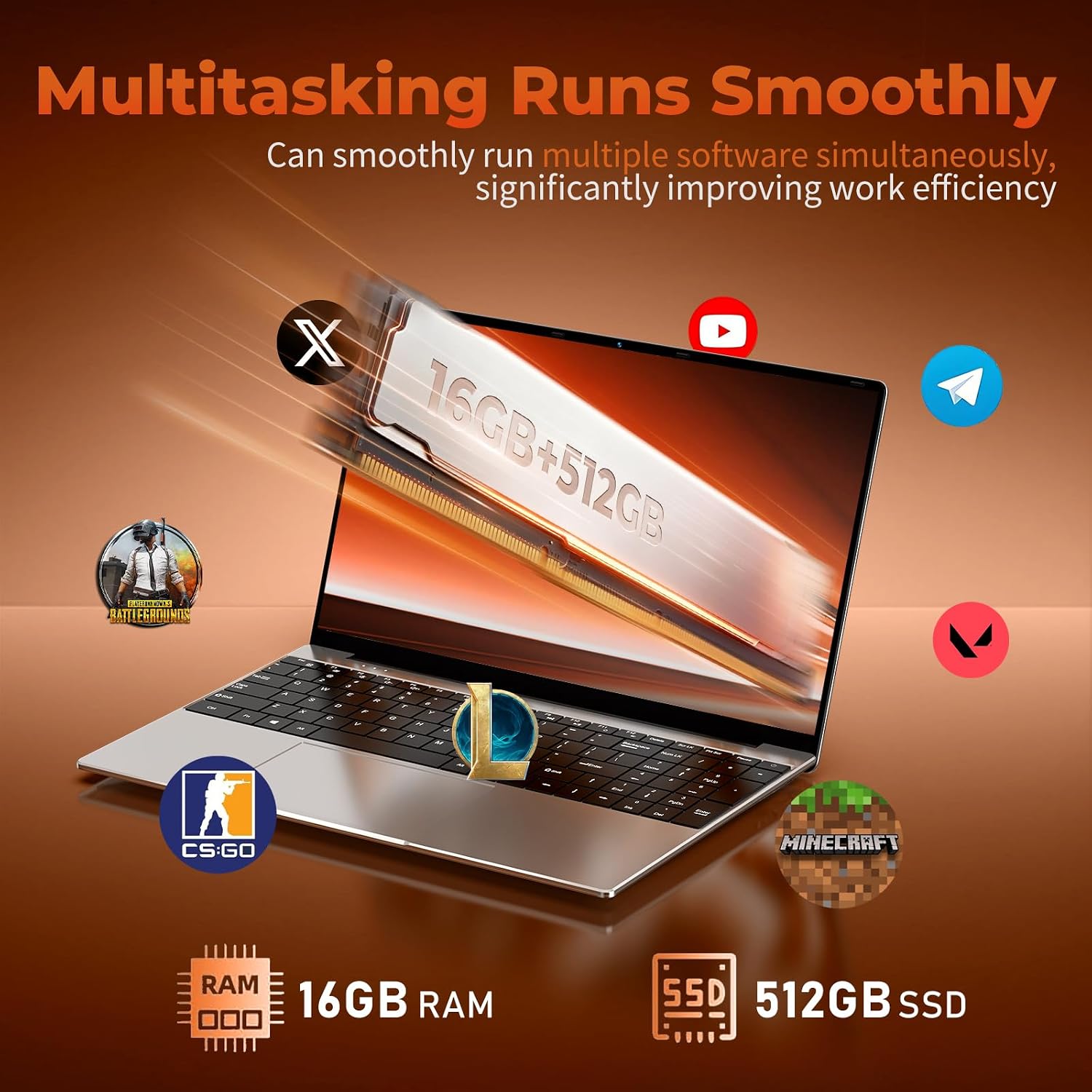 MOONFISH 2026 Laptop Computer Window 11, Core i5 Processor 15.6 Inch Lap Top, 16GB RAM 512GB SSD, Backlit Keyboard, FHD 1920 * 1080, Office 365, Business, Student