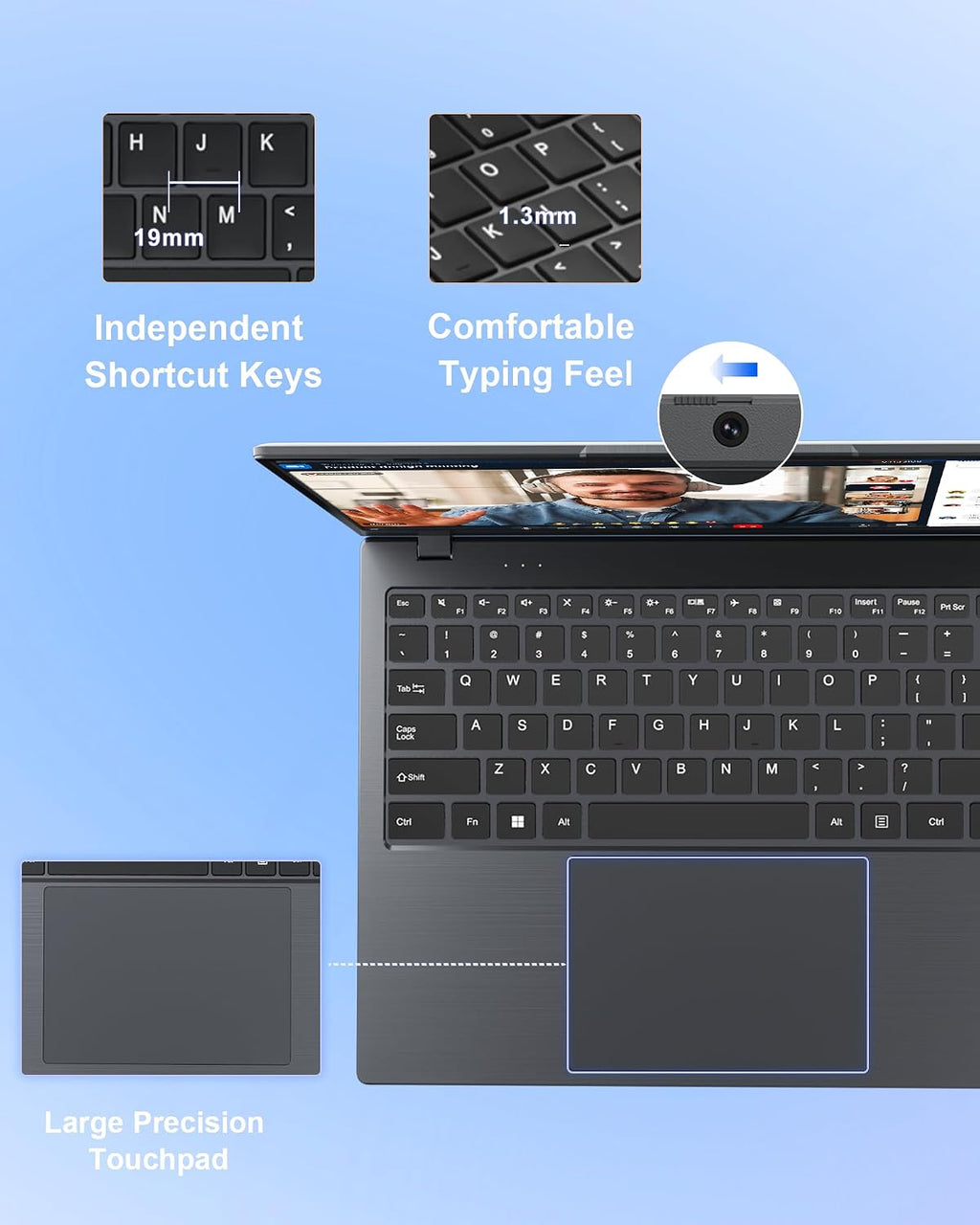 14 Inch Laptop Computer for Student Business, 32GB RAM, 1TB SSD, Pentium 6500Y, Long Battery Life & Fast Charging, FHD IPS Display, Type-C, 4 Speakers, Wi-Fi 5, BT 5