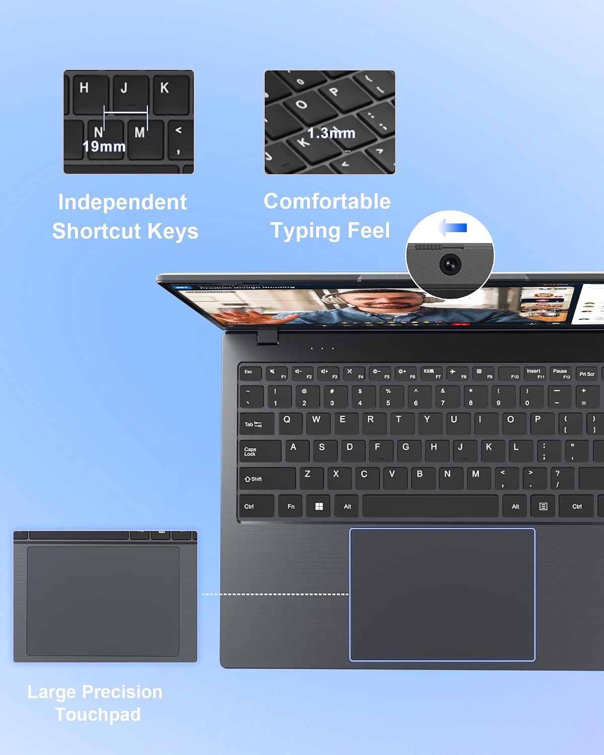 14 Inch Laptop Computer for Student Business, 32GB RAM, 1TB SSD, Pentium 6500Y, Long Battery Life & Fast Charging, FHD IPS Display, Type-C, 4 Speakers, Wi-Fi 5, BT 5