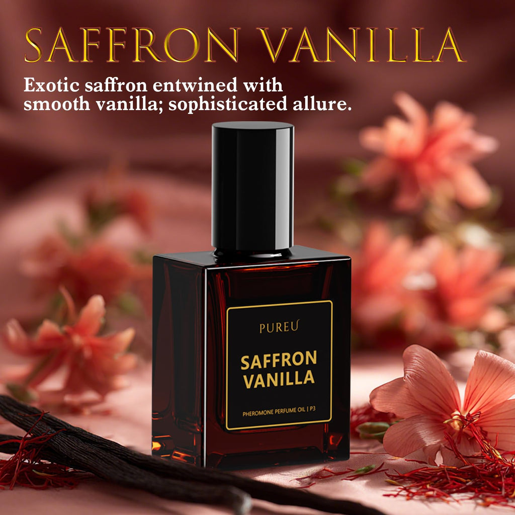 PUREU Pheromones Perfumes for Women, Saffron Vanilla Perfume Long Lasting Pheromone Perfume 0.34FL OZ/10ML Roll On Travel Size Essential Oil Fragrance Eau De Parfum, Made in USA