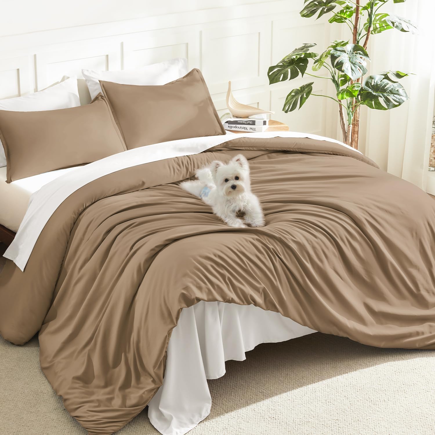 Litanika Queen Comforter Set Sage Green, 3 Pieces Lightweight Solid Bed Set | Soft Fluffy Down Alternative All Season Quilt Blanket