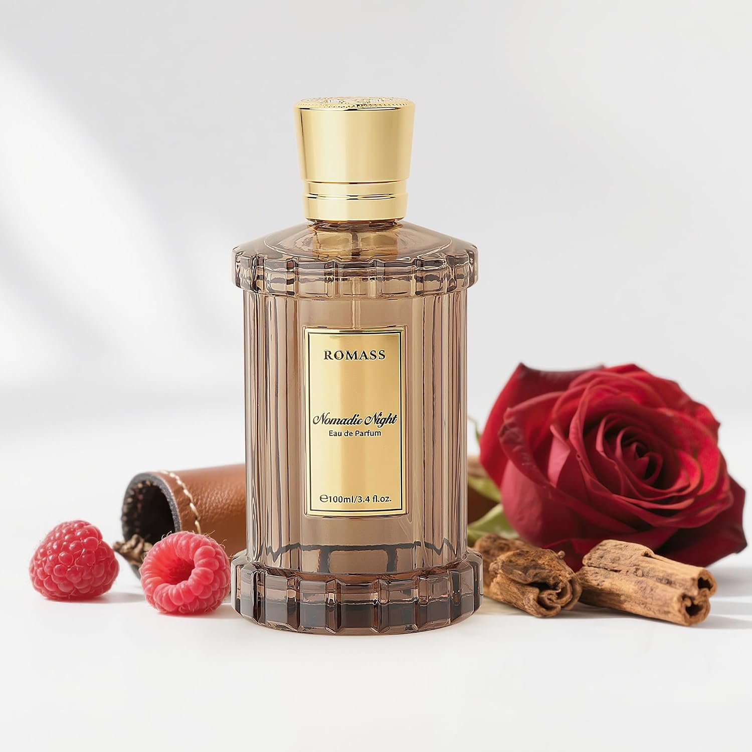 ROMASS Nomadic Night Long Lasting Unisex Oud Perfume - 3.4oz/100ml Eau de Parfum, Warm Woody Scent with Smoked Oud, Desert Sage, Rose & Raspberry, Gift for Men Women