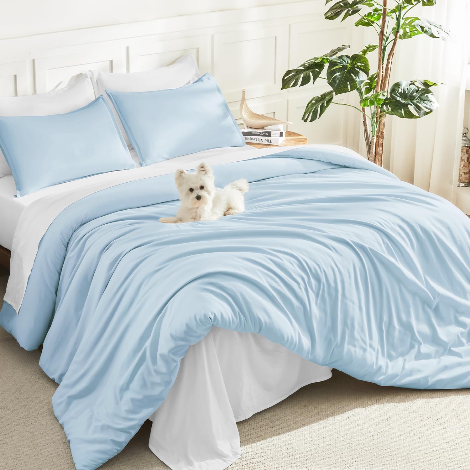 Litanika Queen Comforter Set Sage Green, 3 Pieces Lightweight Solid Bed Set | Soft Fluffy Down Alternative All Season Quilt Blanket