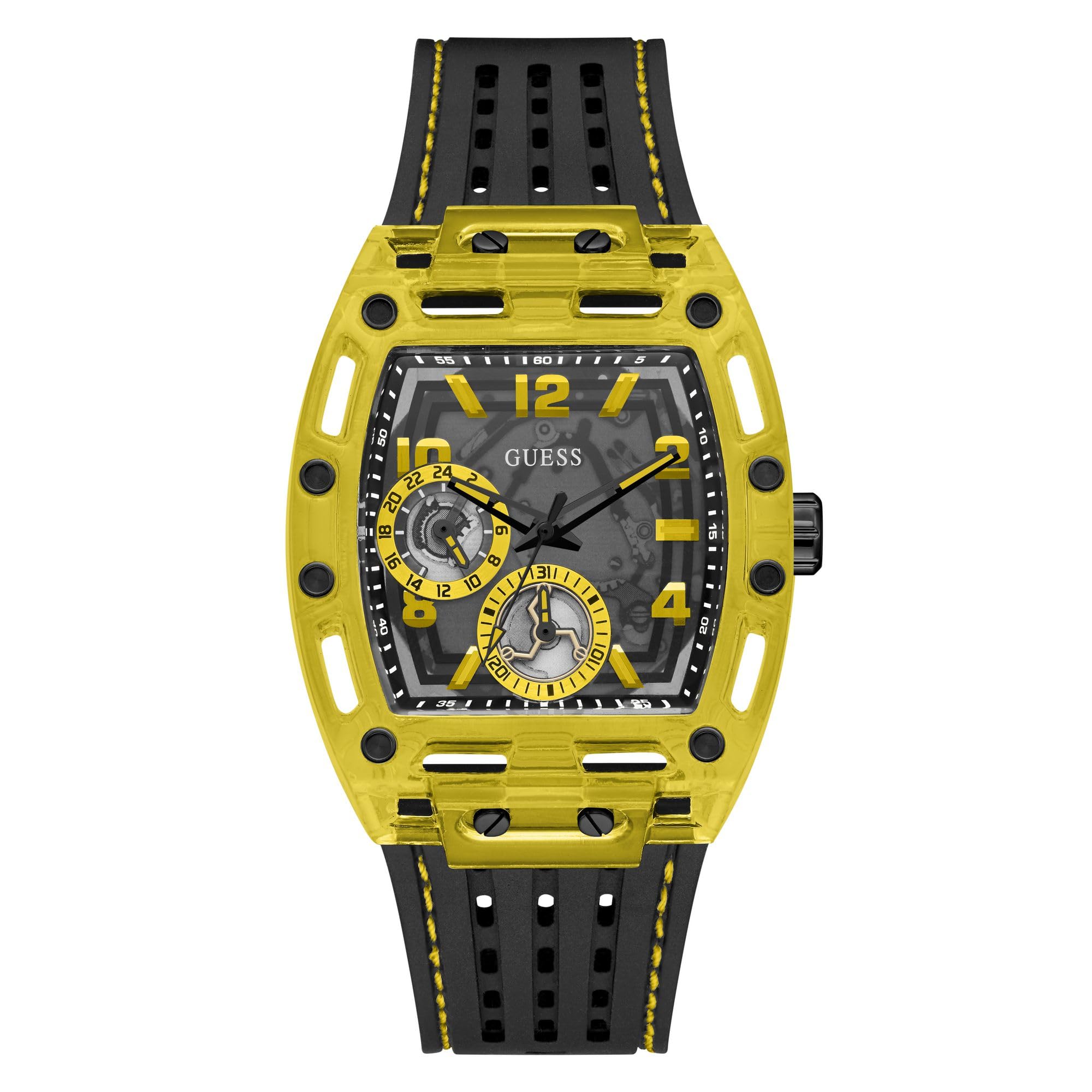 Guess Men's GW0G Series| Analog Trend Watch| Polycarbonate Case| Silicone Bracelet | 50M Water Resistance