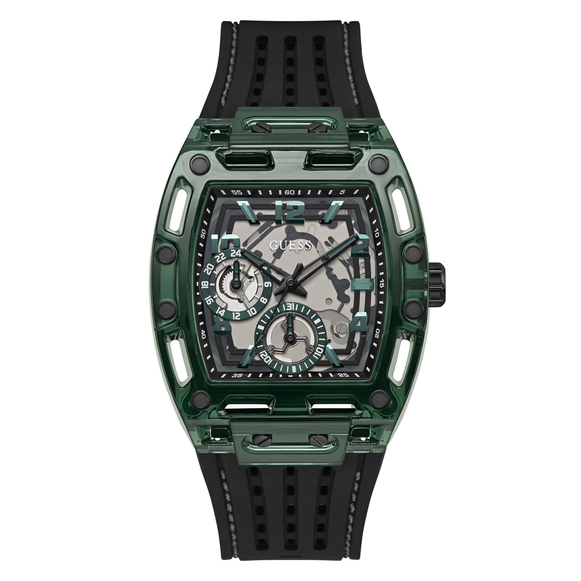 Guess Men's GW0G Series| Analog Trend Watch| Polycarbonate Case| Silicone Bracelet | 50M Water Resistance
