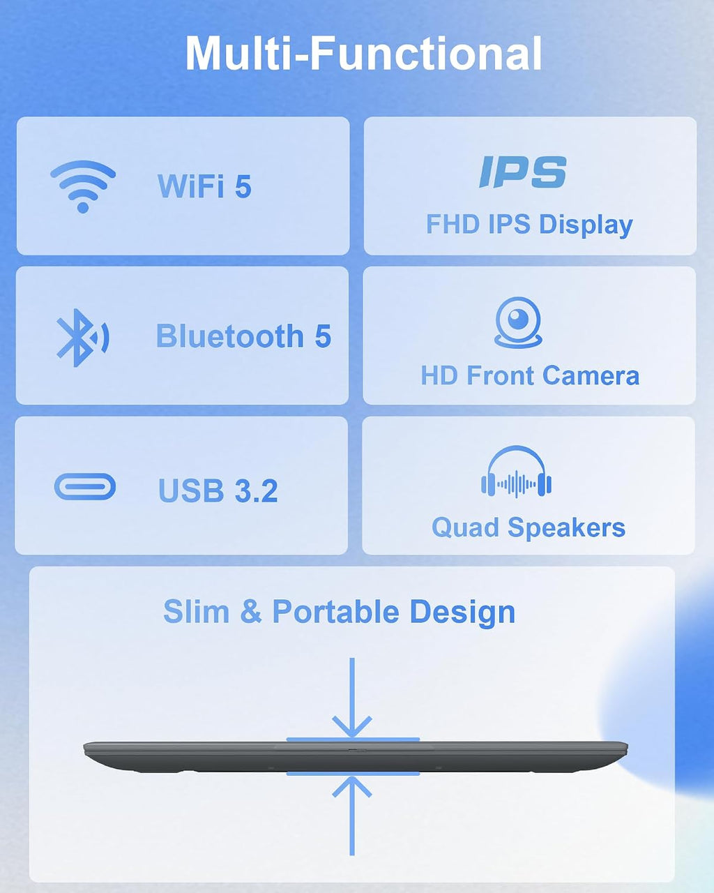 14 Inch Laptop Computer for Student Business, 32GB RAM, 1TB SSD, Pentium 6500Y, Long Battery Life & Fast Charging, FHD IPS Display, Type-C, 4 Speakers, Wi-Fi 5, BT 5