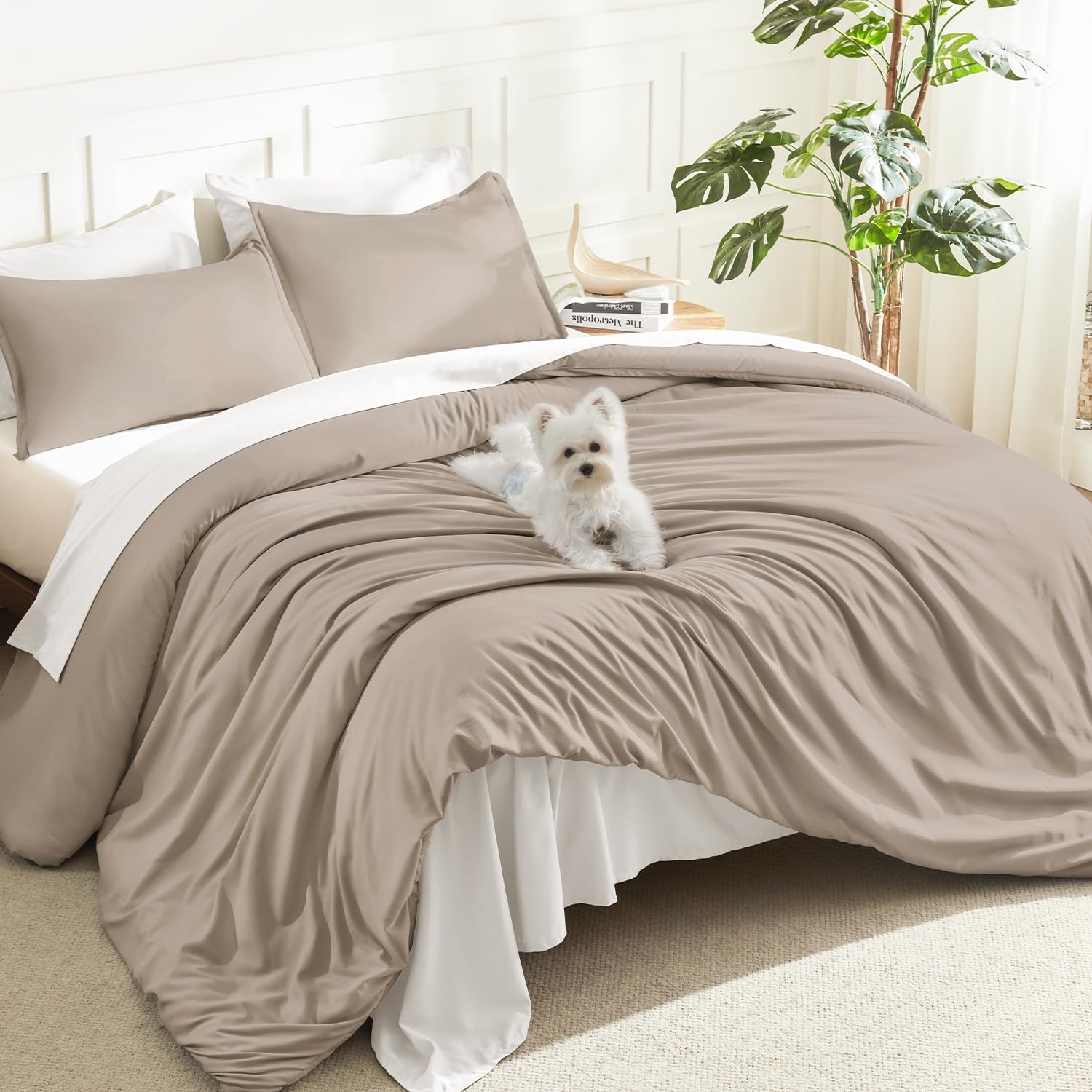 Litanika Queen Comforter Set Sage Green, 3 Pieces Lightweight Solid Bed Set | Soft Fluffy Down Alternative All Season Quilt Blanket
