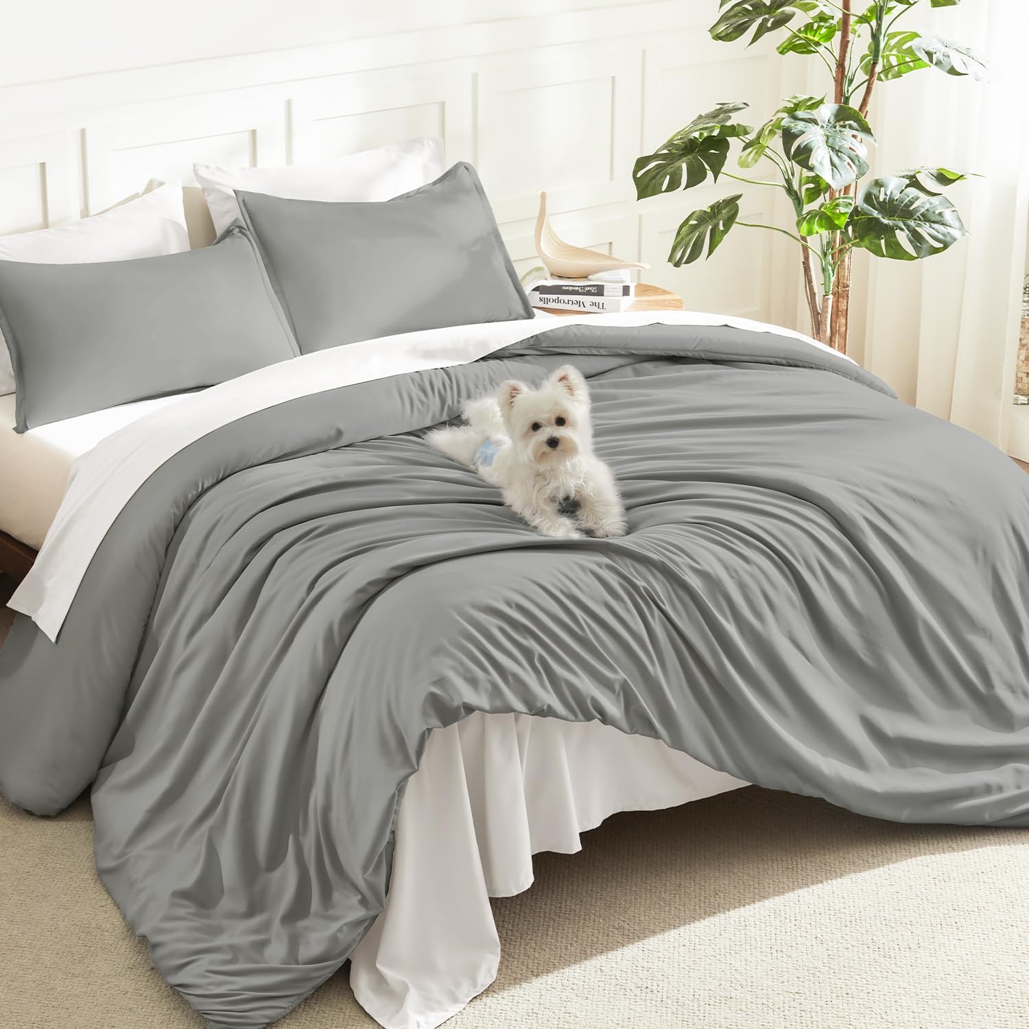 Litanika Queen Comforter Set Sage Green, 3 Pieces Lightweight Solid Bed Set | Soft Fluffy Down Alternative All Season Quilt Blanket