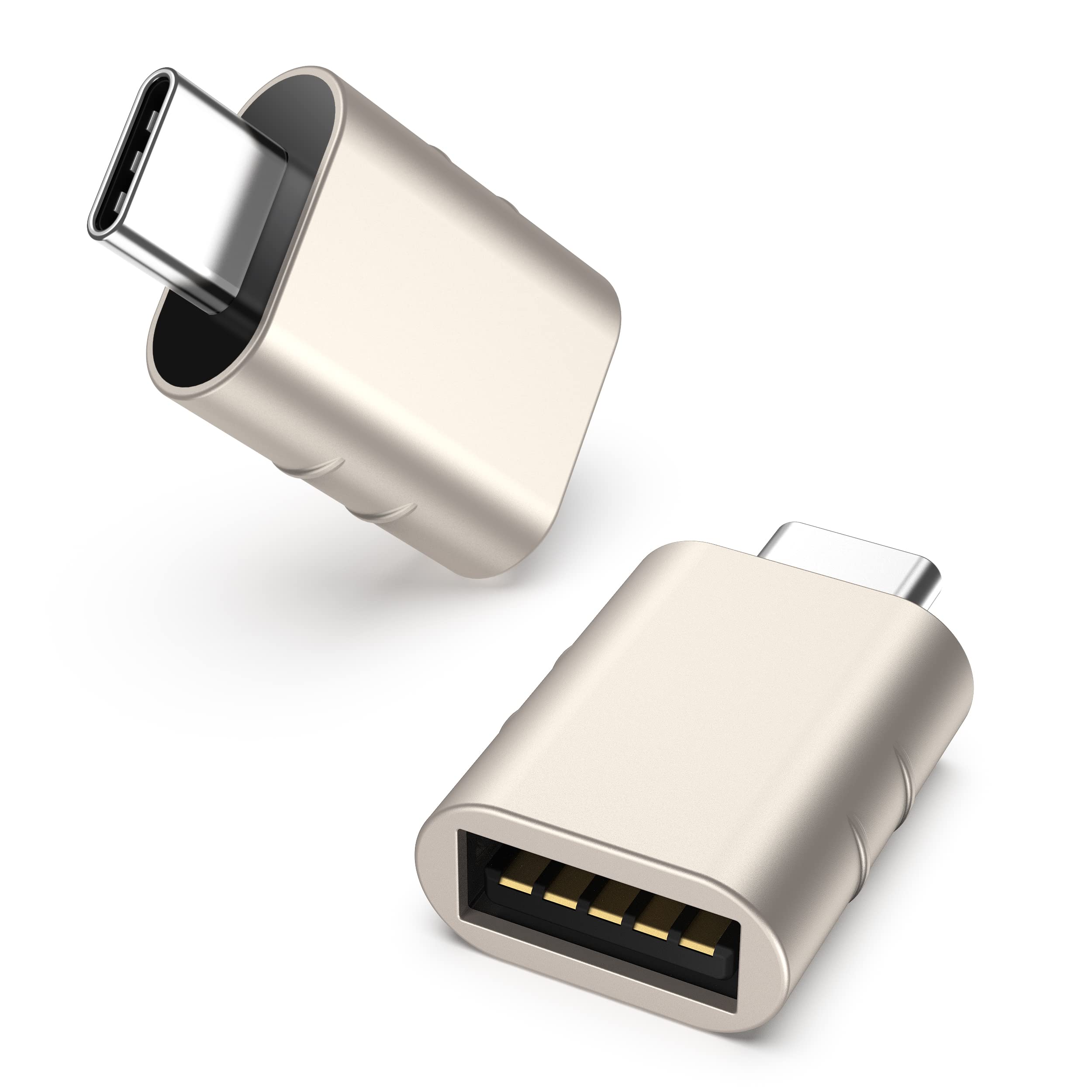 Syntech USB C to USB Adapter Pack of 2 USB C Male to USB3 Female Adapter Compatible with iPhone 17 Pro Max MacBook Pro Air 2024 iMac iPad mini Pro, Other Type C or Thunderbolt 5/4 Devices, Gold