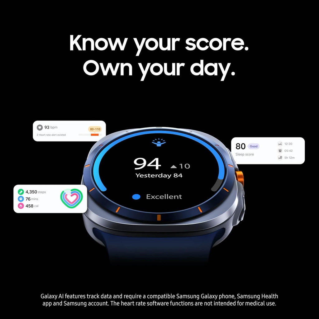 Samsung Galaxy Watch Ultra (2025), Titanium Silver, 47mm LTE Smartwatch | Titanium Casing, Advanced Sleep Coaching, Running Coach, Energy Score, Heart Rate Tracking, GPS [US Version, 2 Yr Warranty]