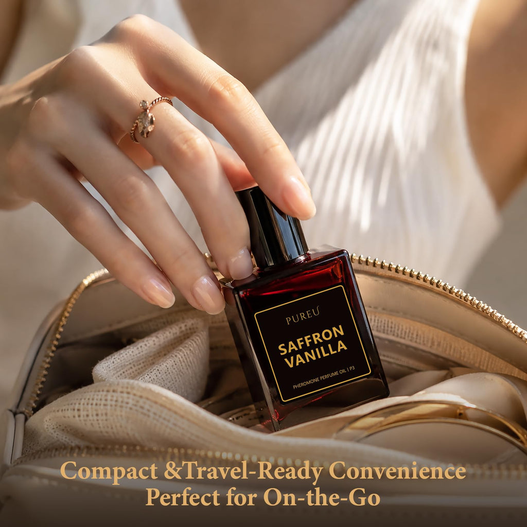 PUREU Pheromones Perfumes for Women, Saffron Vanilla Perfume Long Lasting Pheromone Perfume 0.34FL OZ/10ML Roll On Travel Size Essential Oil Fragrance Eau De Parfum, Made in USA