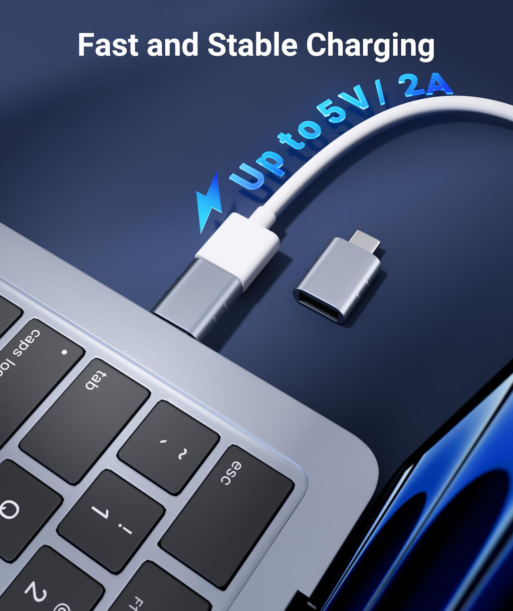 Syntech USB C to USB Adapter Pack of 2 USB C Male to USB3 Female Adapter Compatible with iPhone 17 Pro Max MacBook Pro Air 2024 iMac iPad mini Pro, Other Type C or Thunderbolt 5/4 Devices, Gold