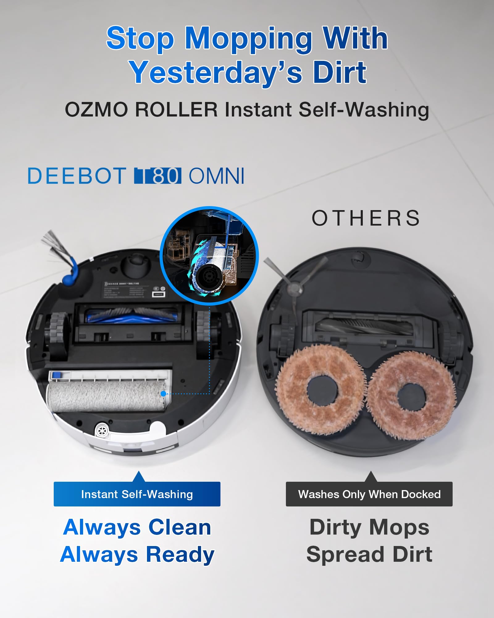 ECOVACS DEEBOT X11 OmniCyclone Robot Vacuum and Mop, Bagless 60-Day Station, 19,500Pa Suction, GaN Fast Charging for Large Homes, Self-Washing Roller Mop, Zero-Tangle for Pet Hair, Smart Navigation