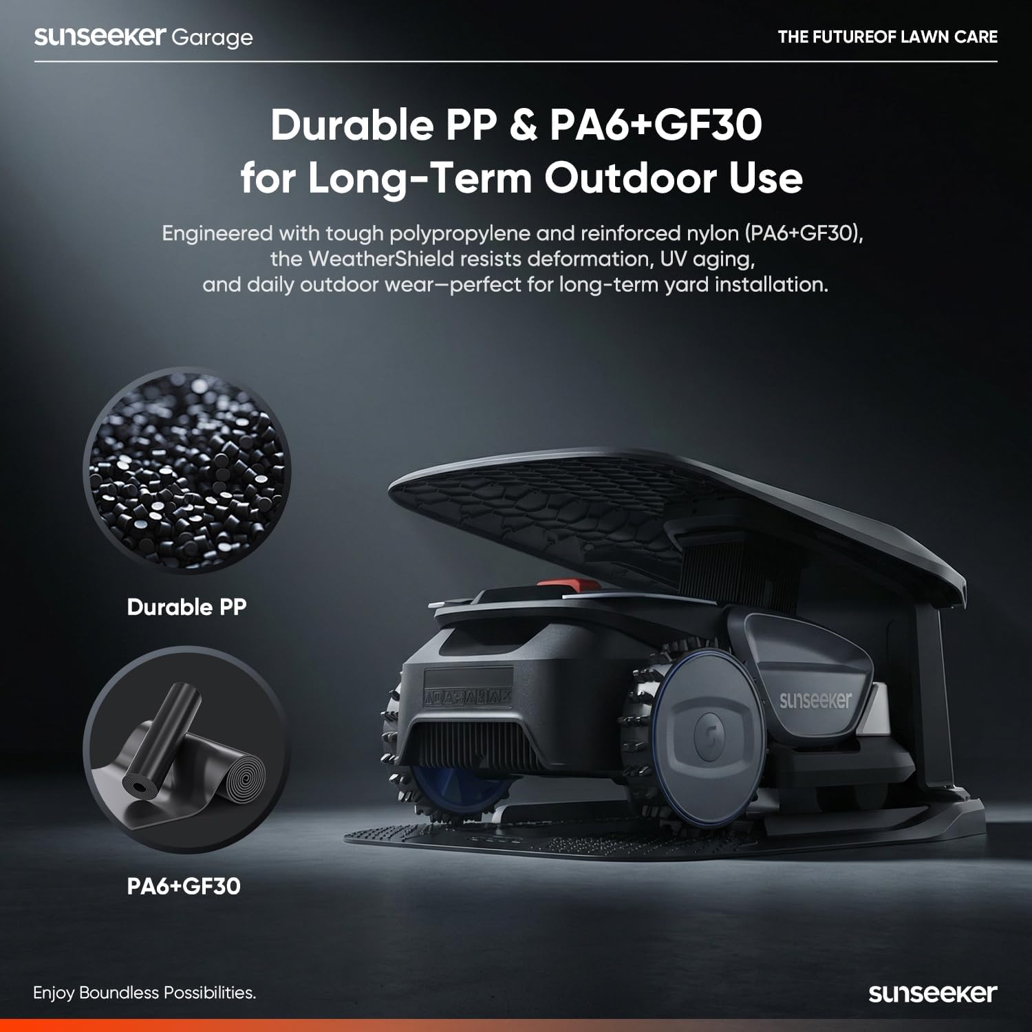 Sunseeker X7 AWD Robot Lawn Mower, RTK, Vision AI, 0.75 Acre, Wire-Free | Flagship AWD mowing for homeowners with large, challenging yards, steep slopes and uneven terrain.