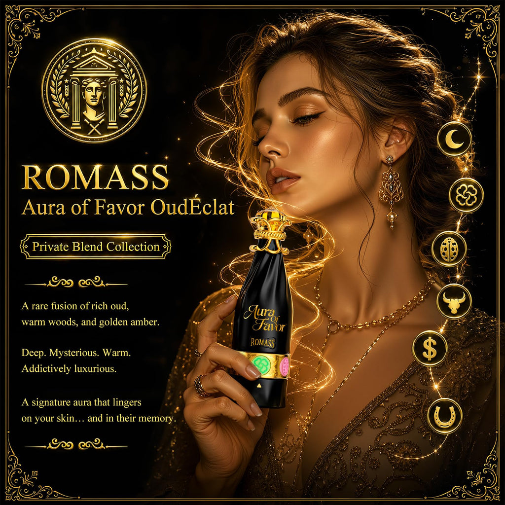 ROMASS Nomadic Night Long Lasting Unisex Oud Perfume - 3.4oz/100ml Eau de Parfum, Warm Woody Scent with Smoked Oud, Desert Sage, Rose & Raspberry, Gift for Men Women