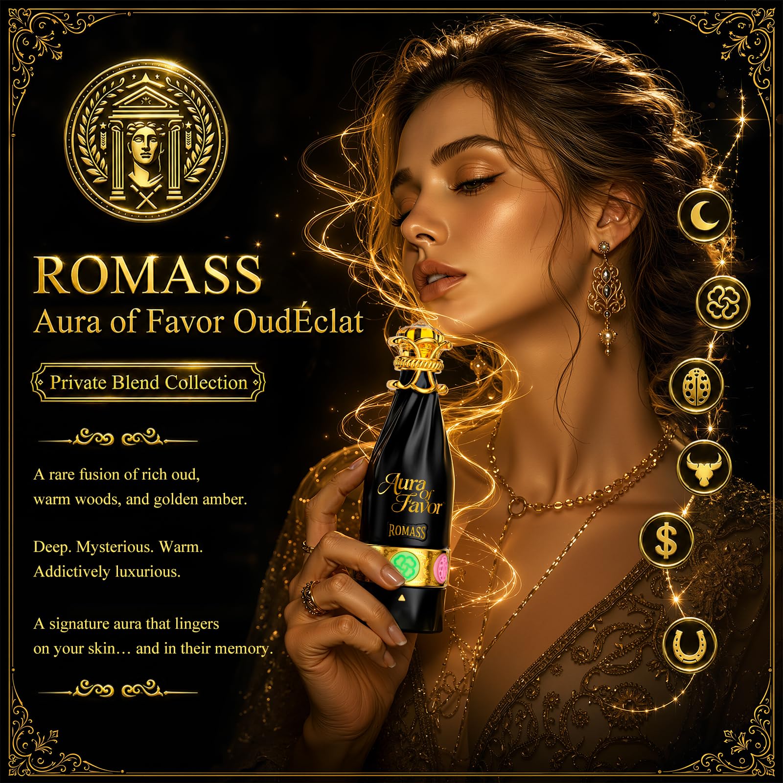 ROMASS Nomadic Night Long Lasting Unisex Oud Perfume - 3.4oz/100ml Eau de Parfum, Warm Woody Scent with Smoked Oud, Desert Sage, Rose & Raspberry, Gift for Men Women