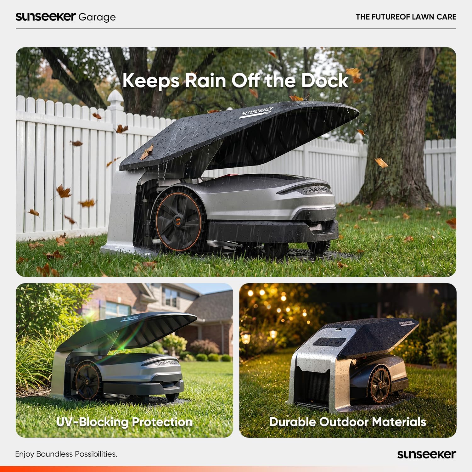 Sunseeker X7 AWD Robot Lawn Mower, RTK, Vision AI, 0.75 Acre, Wire-Free | Flagship AWD mowing for homeowners with large, challenging yards, steep slopes and uneven terrain.