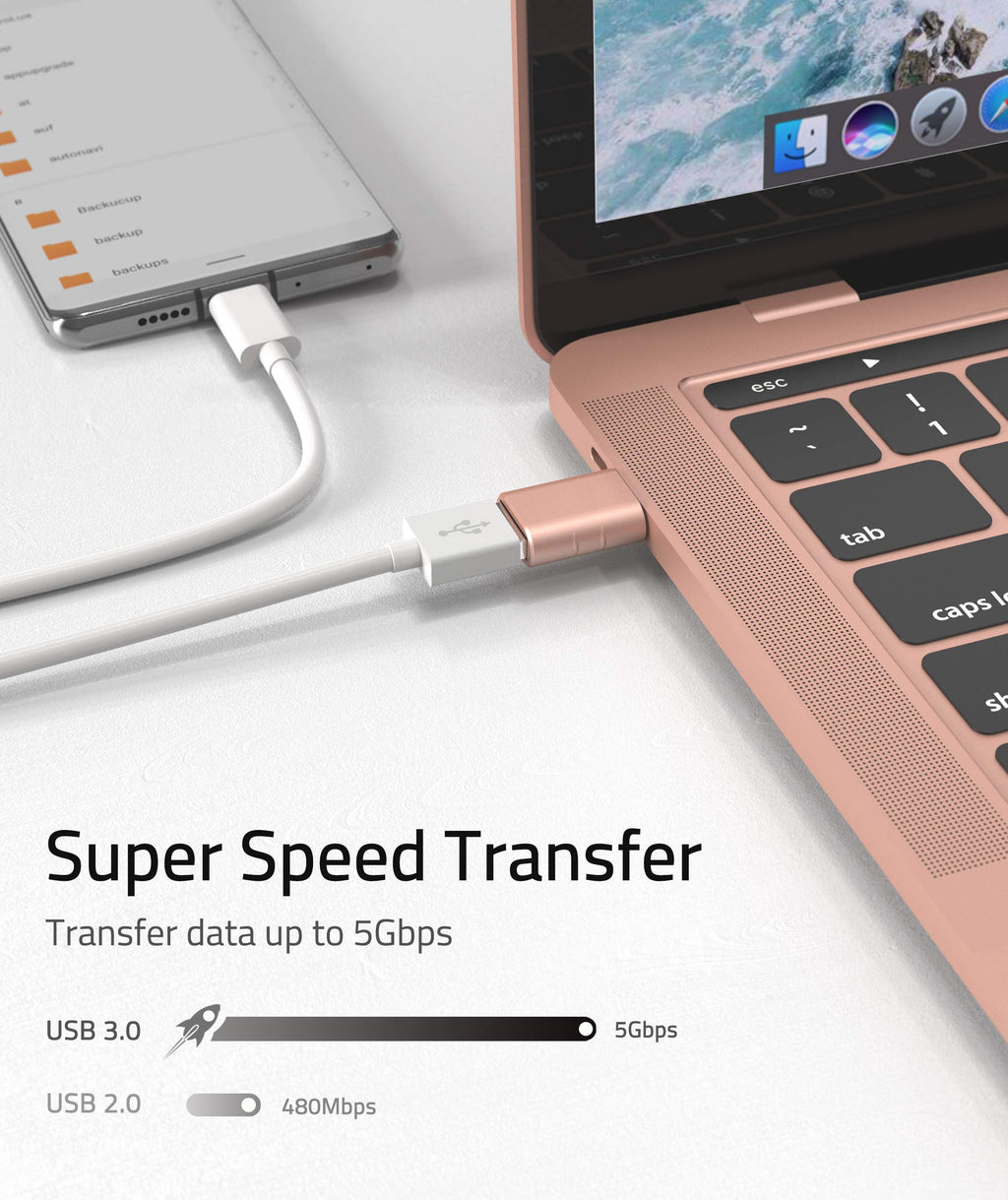 Syntech USB C to USB Adapter Pack of 2 USB C Male to USB3 Female Adapter Compatible with iPhone 17 Pro Max MacBook Pro Air 2024 iMac iPad mini Pro, Other Type C or Thunderbolt 5/4 Devices, Gold