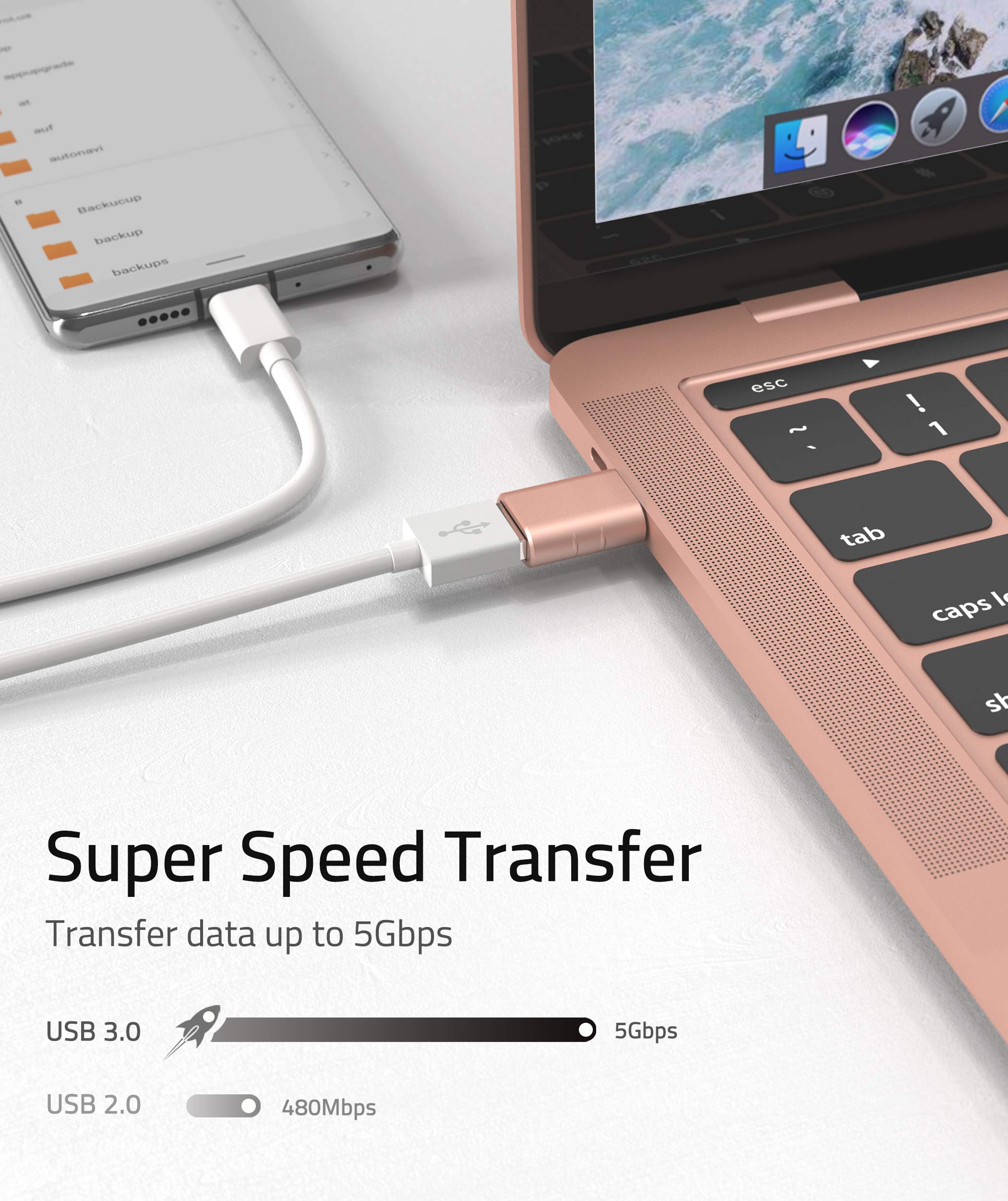 Syntech USB C to USB Adapter Pack of 2 USB C Male to USB3 Female Adapter Compatible with iPhone 17 Pro Max MacBook Pro Air 2024 iMac iPad mini Pro, Other Type C or Thunderbolt 5/4 Devices, Gold