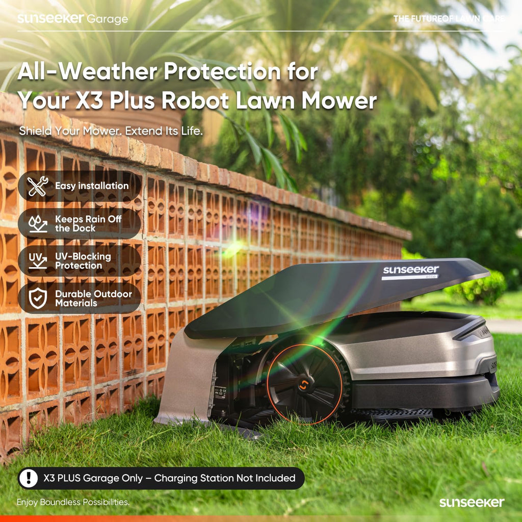 Sunseeker X7 AWD Robot Lawn Mower, RTK, Vision AI, 0.75 Acre, Wire-Free | Flagship AWD mowing for homeowners with large, challenging yards, steep slopes and uneven terrain.