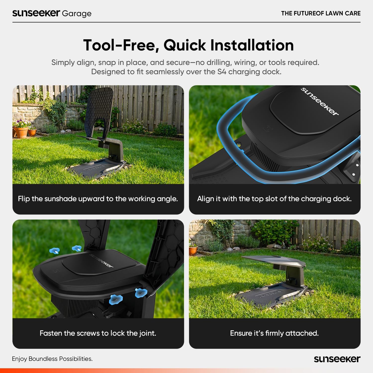 Sunseeker X7 AWD Robot Lawn Mower, RTK, Vision AI, 0.75 Acre, Wire-Free | Flagship AWD mowing for homeowners with large, challenging yards, steep slopes and uneven terrain.