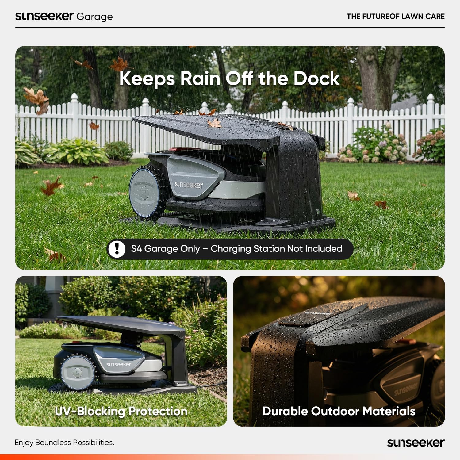 Sunseeker X7 AWD Robot Lawn Mower, RTK, Vision AI, 0.75 Acre, Wire-Free | Flagship AWD mowing for homeowners with large, challenging yards, steep slopes and uneven terrain.