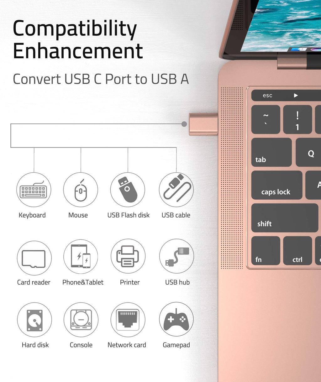 Syntech USB C to USB Adapter Pack of 2 USB C Male to USB3 Female Adapter Compatible with iPhone 17 Pro Max MacBook Pro Air 2024 iMac iPad mini Pro, Other Type C or Thunderbolt 5/4 Devices, Gold