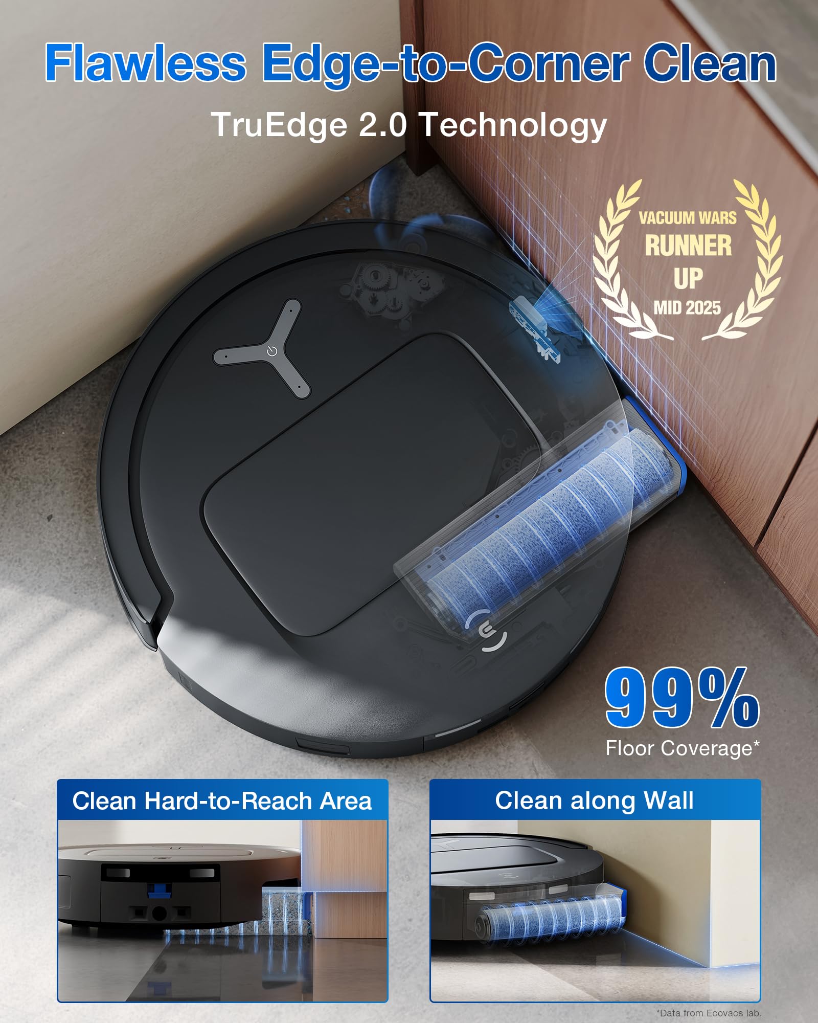 ECOVACS DEEBOT X11 OmniCyclone Robot Vacuum and Mop, Bagless 60-Day Station, 19,500Pa Suction, GaN Fast Charging for Large Homes, Self-Washing Roller Mop, Zero-Tangle for Pet Hair, Smart Navigation