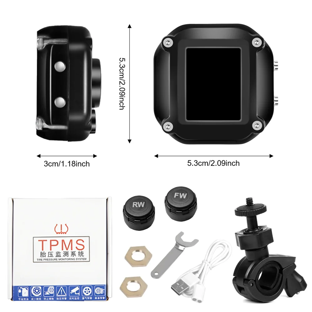 Motorbike TPMS With QC 3.0 Fast Charging USB Output Motorcycle Tire Pressure Alarm Monitor System Tyre Temperature Alarm System